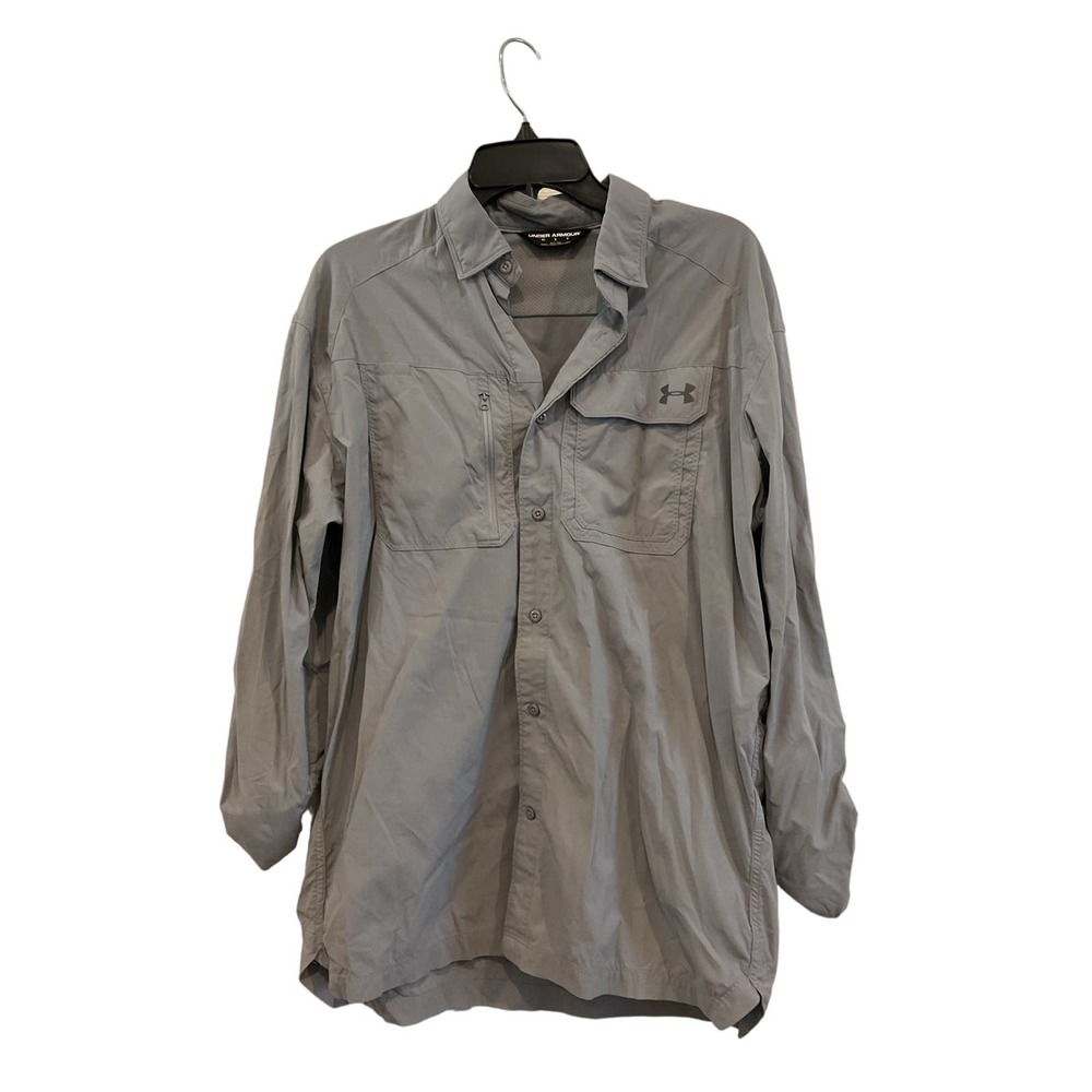 Under Armour Gray Women’s Button Up Long Sleeve Shirt Sz Medium